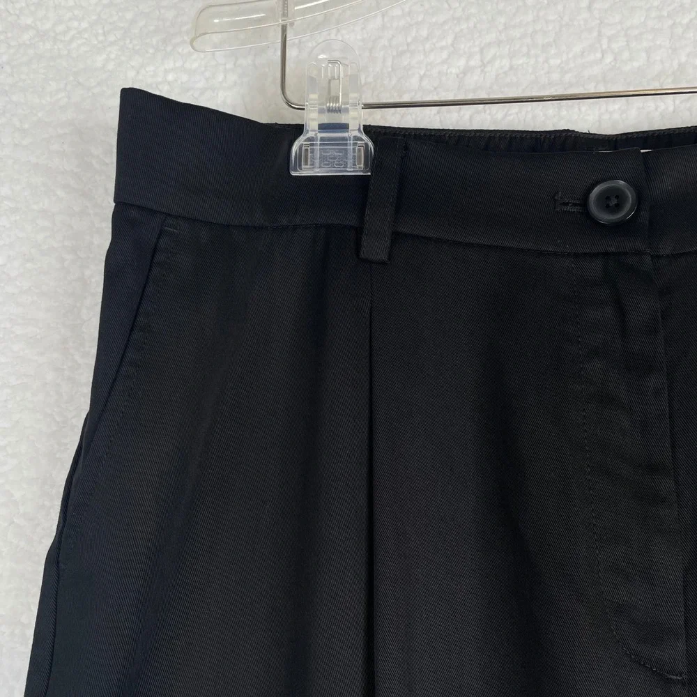 LOFT Curvy Pleated Tapered Pants Black 100% Lyocell Cropped Trousers 16P Womens